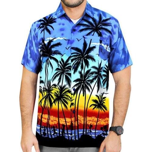 2021 New Hawaiian Shirt Man Summer Short Sleeved Loose Cardigan Shirts Button Top Beach Casual Holiday Streetwear Men Clothing