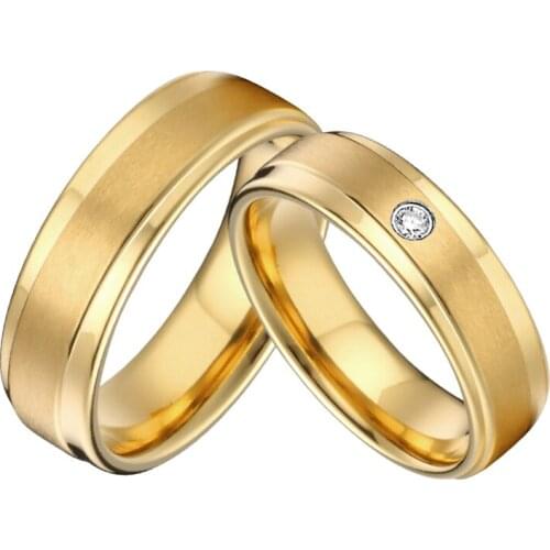 LOVE alliances vintage Promise his and hers wedding Rings set for couples men and women Gold Color stainless steel jewelry