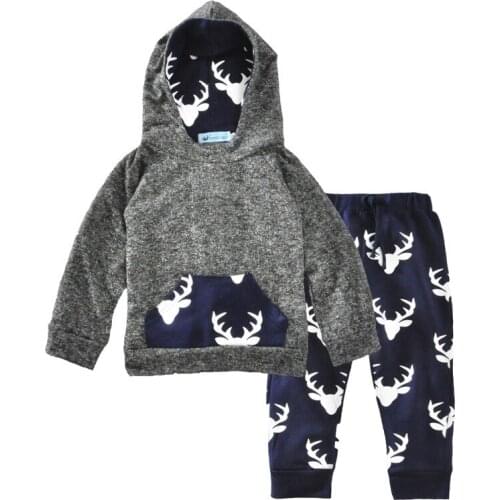 9M-24M Newborn Baby Sets Infant Autumn Long Sleeve Cotton Pattern Clothing Toddler Boy Girl Hooded Tops+Trousers Casual Outfits