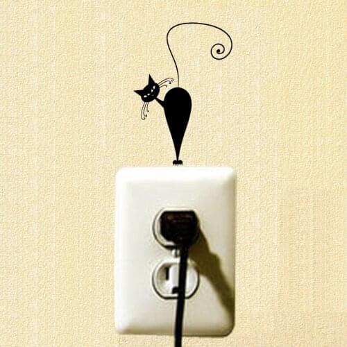 Personality Funny Halloween Cat Switch Sticker Creative Fashion Decoration Wall Decal 2SS0469