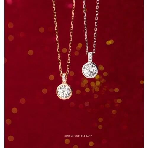 Modian Classic 925 Sterling Silver Shining AAA Zircon Round Pendant Necklace for Women Luxury Wedding Engagement Jewelry