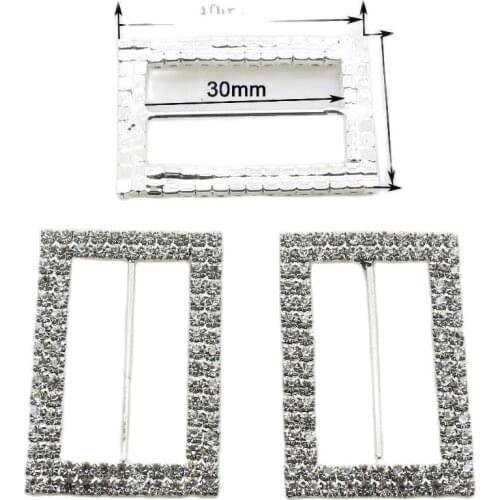New 10Pcs/Lot 26*40mm Rectangle Buckles Full Rhinestones Wedding Decoration Ribbon Cloth cover Accessories Free Shipping