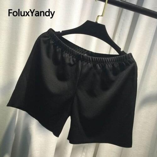 Women Elastic Shorts Brand New Casual Girls Loose Plus Size Shorts Black WYKH3