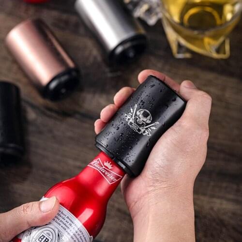 Beer Bottle Opener Creative Stainless Steel Bottle Opener Press Automatic Cap Opener Cool Wine Opener Stylish and Convenient