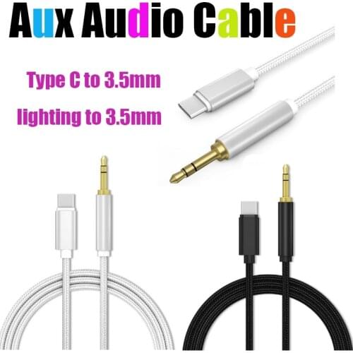 1M Lightning to 3.5mm Audio Adapter Male AUX Headphone Cable Car Converter for iphone 7 8 XR XS 11 Pro typec to 3.5mm For phones