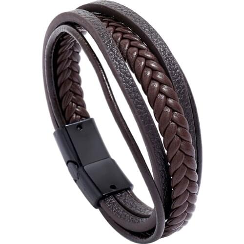 New Handmade Weave Leather Men Bracelets For Women Femme Homme Magnet Clasp Charm Retro Vintage Male Gift Jewelry