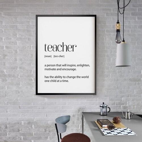 Teacher Gifts Definition Appreciation Quotes Self-adhesive Wall Stickers Wall Art Prints Poster for Living Room Home Decoration
