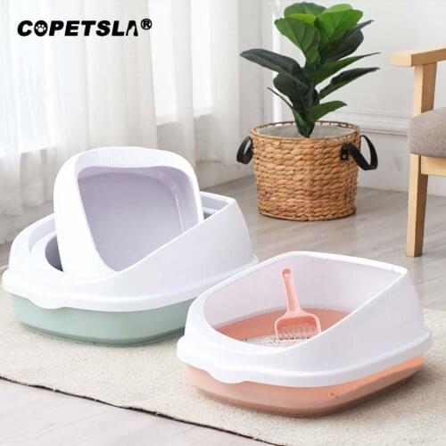 Copetsla One Pet Toilet Bedpan Anti Splash Cats Litter Box Cat Dog Tray with Scoop Kitten Dog Clean Toilet Home Plastic Sand Box
