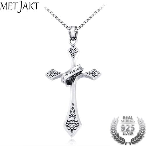 MetJakt Classic Jesus Cross Pendant Solid 925 Sterling Silver for Unisex Vintage Jewelry (Just Pendant)