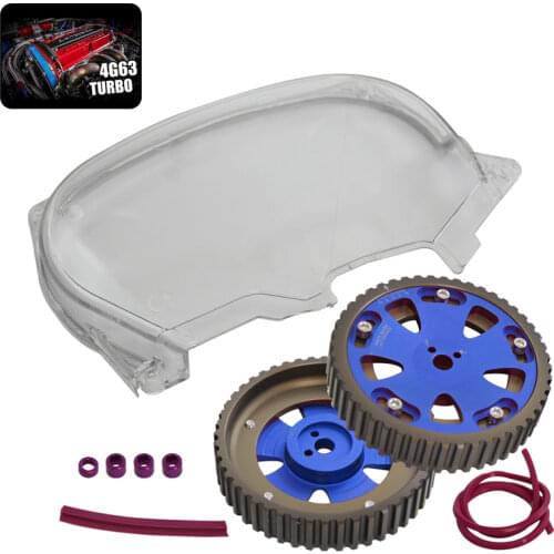 Clear Timing Belt Cover + Cam Pulley For Lancer Evolution 4G63 EVO 4 5 6 7 8