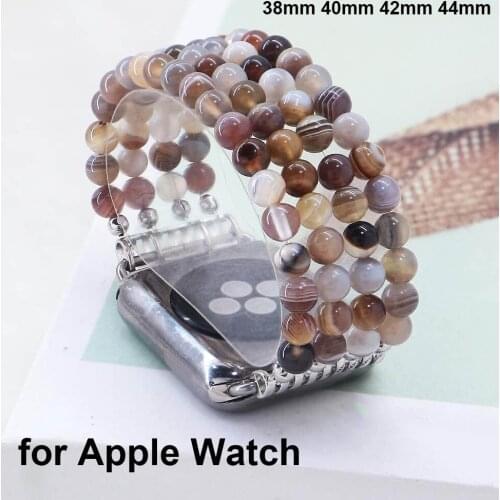 Series SE Watchband for Apple Watch Band 38mm 44mm Natural Stone Beaded Band Strap for iWatch 6/5/4 Bracelet Expensive Jewelry