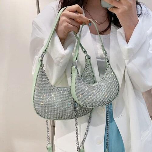 Luxury Womens Underarm Bag Fashion Mini Diamond Flash Handbags For Women Clutch Purse Vintage Crossbody Shoulder Bag Lady Brand