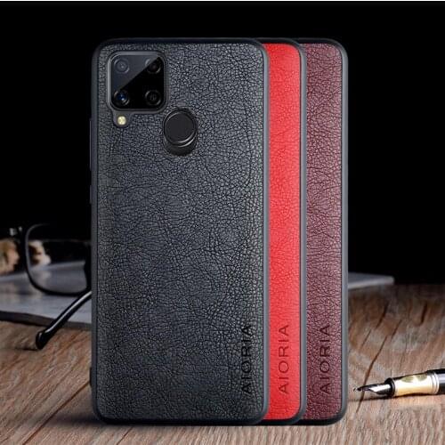 Case for OPPO Realme C15 C12 C11 funda luxury Vintage Leather skin capa with tpu hard cover for oppo c15 c12 c11 case coque