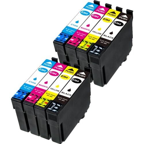 Just For HongKong&TaiWan Marketing)2BK+2C+2M+2Y Compatible Ink Cartridge For EPSON T364 E364 364XL XP-245 442 243 247 Printer