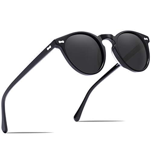 Vintage Polarized Mens Sunglasses Round Women UV400 Protective Glasses Acetate Frame