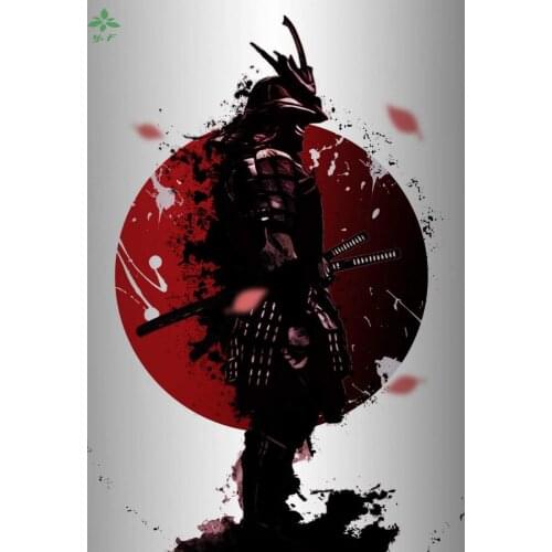 Bright Red Strong Japanese Samurai Character, Canvas Oil Painting Modern Home Wall Decoration