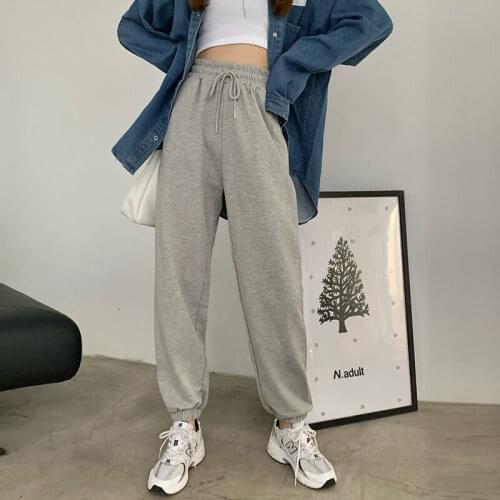 YGhan Womens Sports Pants Oversize Gray Joggers Sweatpants Women Loose Track Black Jogging Trousers For Female 2021 Fashion