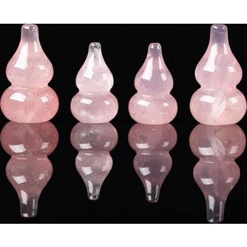 1PC Natural Rose Quartz Carved Gourd, Pink Crystal Stone, Gourd Decoration, Reiki,Healing, Stone Ornaments, Home Decoration