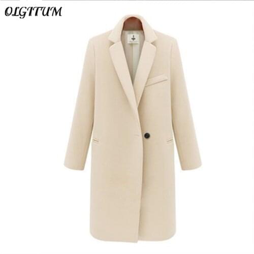 2019 Thicken Long Plus Size Women Coat JacketWomens Winter Jackets and Coats Single Button Elegant Warm Women Woolen Coat