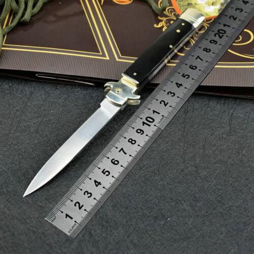 9 inch Italian mafia folding knife, D2 Blade, horn handle, tactical pocket knife, outdoor camping, survival, hunting, EDC tool o