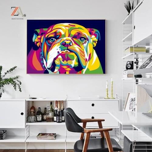 Watercolor animal abstract canvas art poster animal popular graffiti painting art living room wall decorative painting
