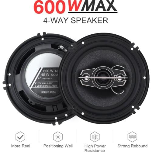 2pcs 6 Inch 600W 4 Way Car Coaxial Auto Music Stereo Full Range Frequency Hifi Speakers Non Destructive Installation for Cars