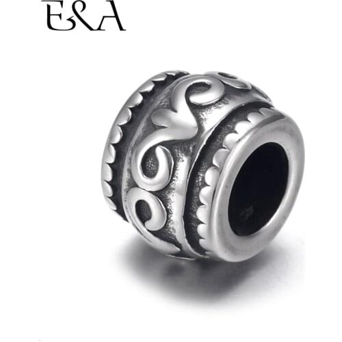 4pcs Stainless Steel Flower Drum Bead 6mm Large Hole for Jewelry Bracelet Making Metal Beads DIY Supplies Parts