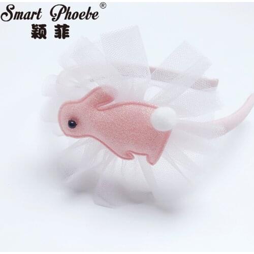 Boutique 12pcs Fashion Cute Glitter Bunny Hairbands Pom Pom Floral Tulle Rabbit Hair Sticks Headbands Princess Easter Headwear