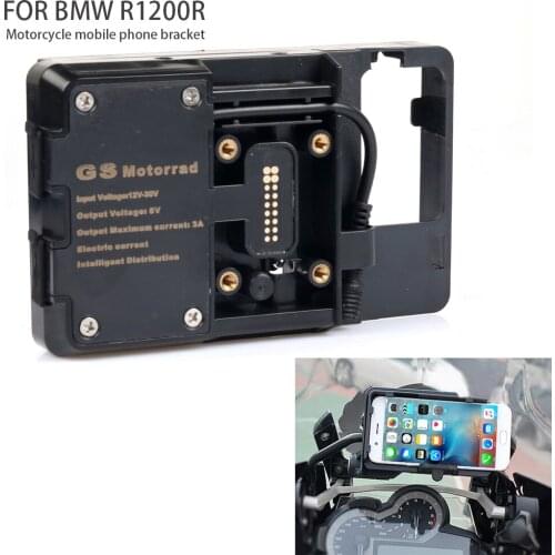 For BMW R1200GS Mobile Phone Navigation Bracket ADV F700 800GS CRF1000L Africa Twin For Honda Motorcycle USB Charging 12MM Mount