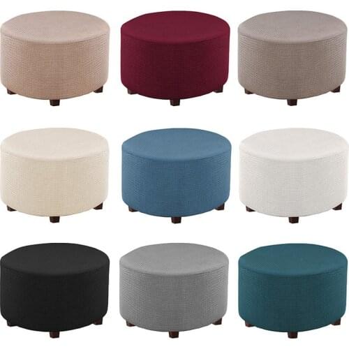 Elastic Ottoman Stool Cover Rectangle Footstool Covers Jacquard Footrest Case Washable Chair Protector Home Living Room Decor