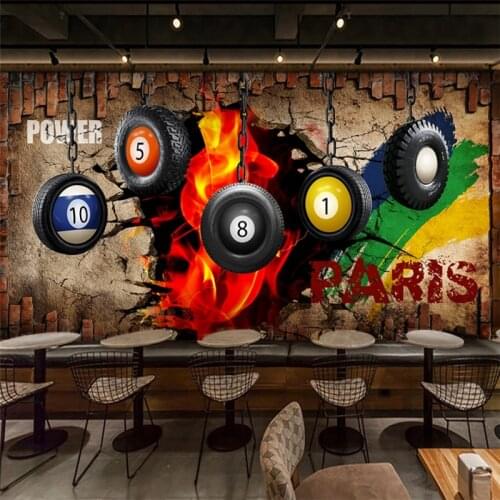 Beibehang Custom wallpaper 3d mural billiard image wall tire background wall billiard hall poster decorative painting фотообои
