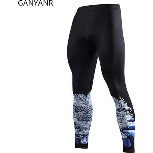 GANYANR Running Tights Men Sportswear Compression Pants Gym Leggings Fitness Sport Sexy Basketball Yoga Training Exercise Long