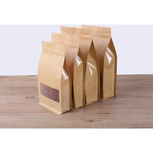 Hot 6 kinds size Big Capability Stand-up Kraft Paper Food Packaging storage Bag with zipper window Food coffee Bag Jewelry Bags