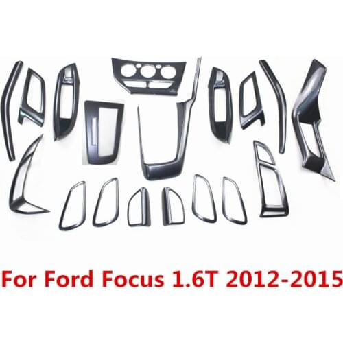 Carbon Fiber Printed Car Steering Wheel Gear Panel Center Console Cover Outlets Moulding Trim for Ford Focus 1.6T 2012-2015