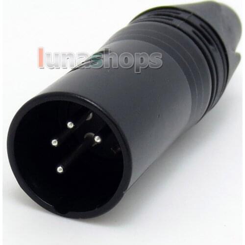 LN004642 Black 4pins XLR Male Plug Microphone Connector Adapter For DIY Earphone cable