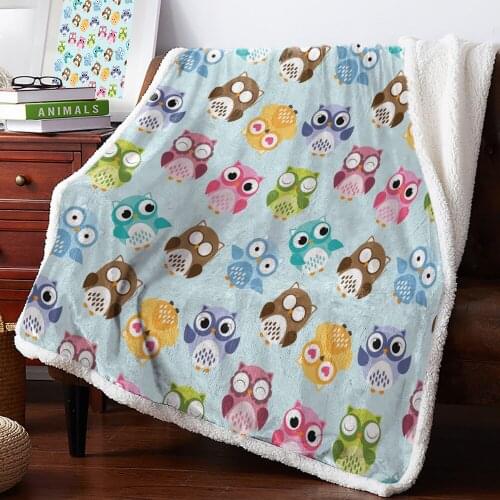 Owl Cute Cartoon Thick Blankets For Home Beds Bedspread Plush Fleece Blankets and Throws Winter Adult Kid Bed Cover