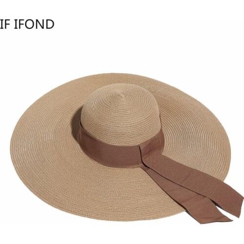 Fashion Large Sun Hat Anti-UV Sun Protection Foldable Beach Straw Cap Handmade Bandage Visors Caps Droshipping