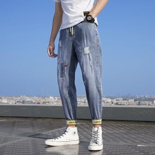 2021 New Mens Ripped Jeans Casual Skinny slim Fit Denim Pants Hip Hop Jeans Holel Skinny Distressed Jeans Denim Pants New 2020