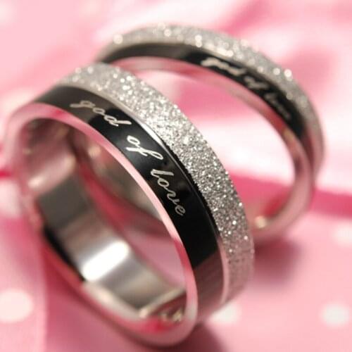 GOKADIMA 1 Piece!! "god of love" Engagement lover Couples Rings, his and hers promise ring Stainless Steel, WR016