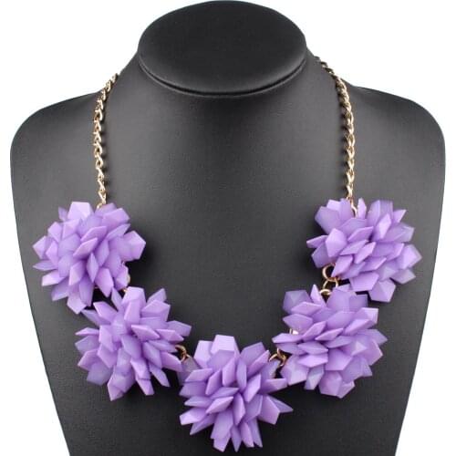 Trendy Colorful Jelly Clear Plastic Flowers Ladys Womens Exaggerated Fashion Choker Necklace Party Jewelry 16 Colors