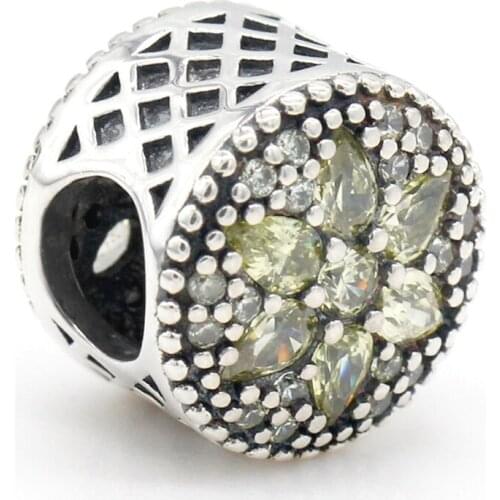 Suitable for original Pandora bracelet beads 925 sterling silver shiny light green zircon charm female accessories high jewelry