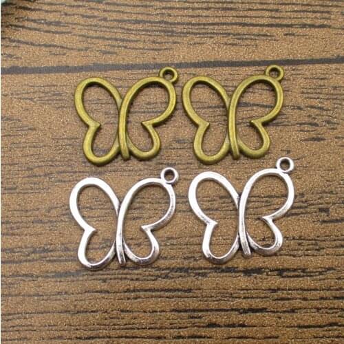 Butterfly Charms 40PCS/Lot 18×20mm Metal Frame Charm Bracelet Earring Pendants Alloy Metal Butterflies 2 Colors Available-RS577