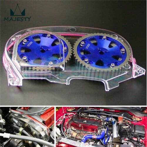 Clear Timing Belt Cover +Cam Pulley Gear For Mitsubishi Lancer EVO 9 IX 4G6