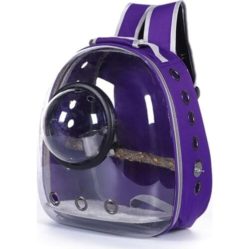 Parrot Backpack Carrier with Portable Bird Feeder Cups Travel Cage Birds Breathable Transparent Space Capsule