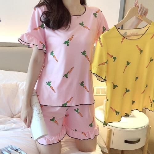 Girl Nightwear Women Summer Short Sleeve Pijama Student Loose Korean Pyjamas Set Girls Sweet Cute Leisure Female Sleepwear Set