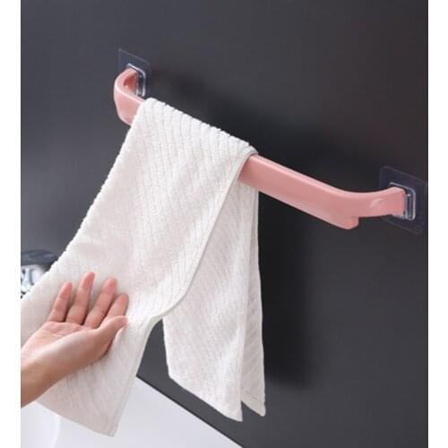 Self-adhesive Towel Rack Wall-mounted Bathroom Frame Adhesive Bathroom Shelf Pendant Household Tool Shower Room Accessories