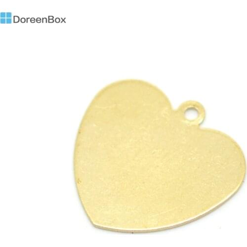 50PCs Doreen Box Copper Brass Blank Stamping Tags Heart for DIY Necklaces,Earrings,Bracelets Jewlery Making Findings 18x18mm