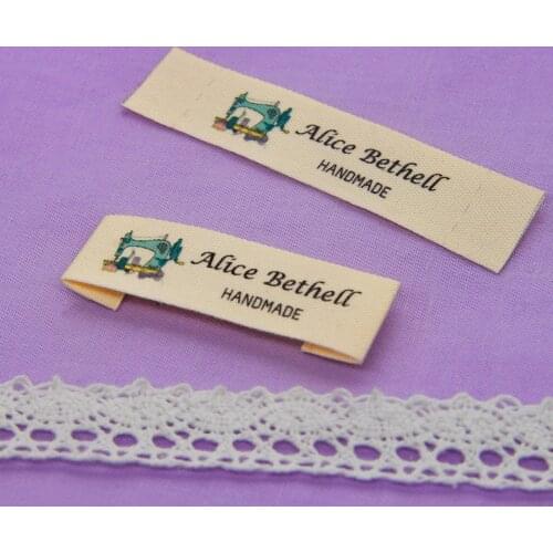 Sewing labels / Custom brand labels, Clothing Labels, Sewing Machine, Fabric 100% cotton, Custom text (FR027)