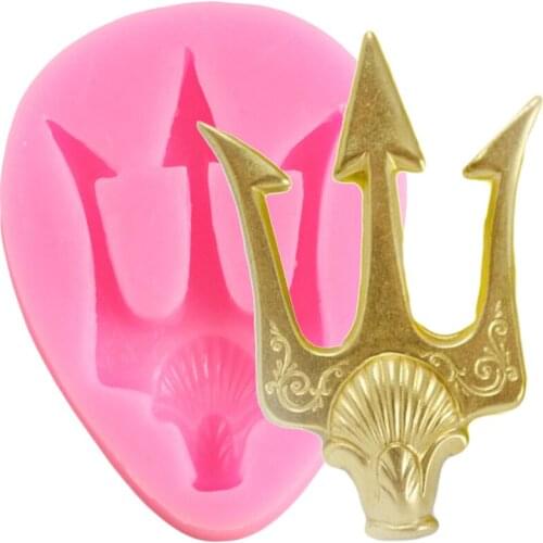 Poseidens Trident Silicone Molds Cupcake Topper Fondant Cake Decorating Tools Jewelry Resin Clay Candy Chocolate Gumpaste Mould