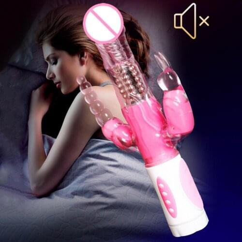 OLO Female Retractable Turn Bead Stick Bunny Shape 12 Speed Vibration G Spot Clit Stimulator Anal Plug Dildo Massager Sex Toy
